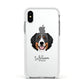Bernese Mountain Dog Personalised Apple iPhone Xs Impact Case White Edge on Silver Phone