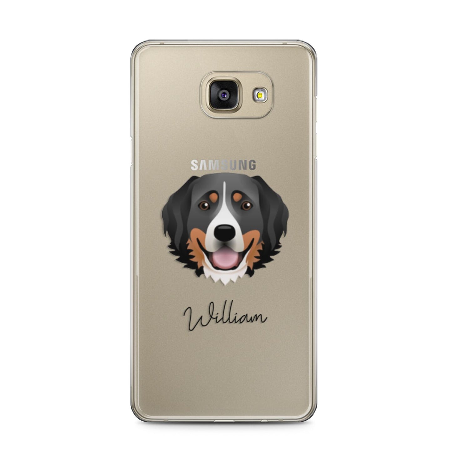 Bernese Mountain Dog Personalised Samsung Galaxy A5 2016 Case on gold phone