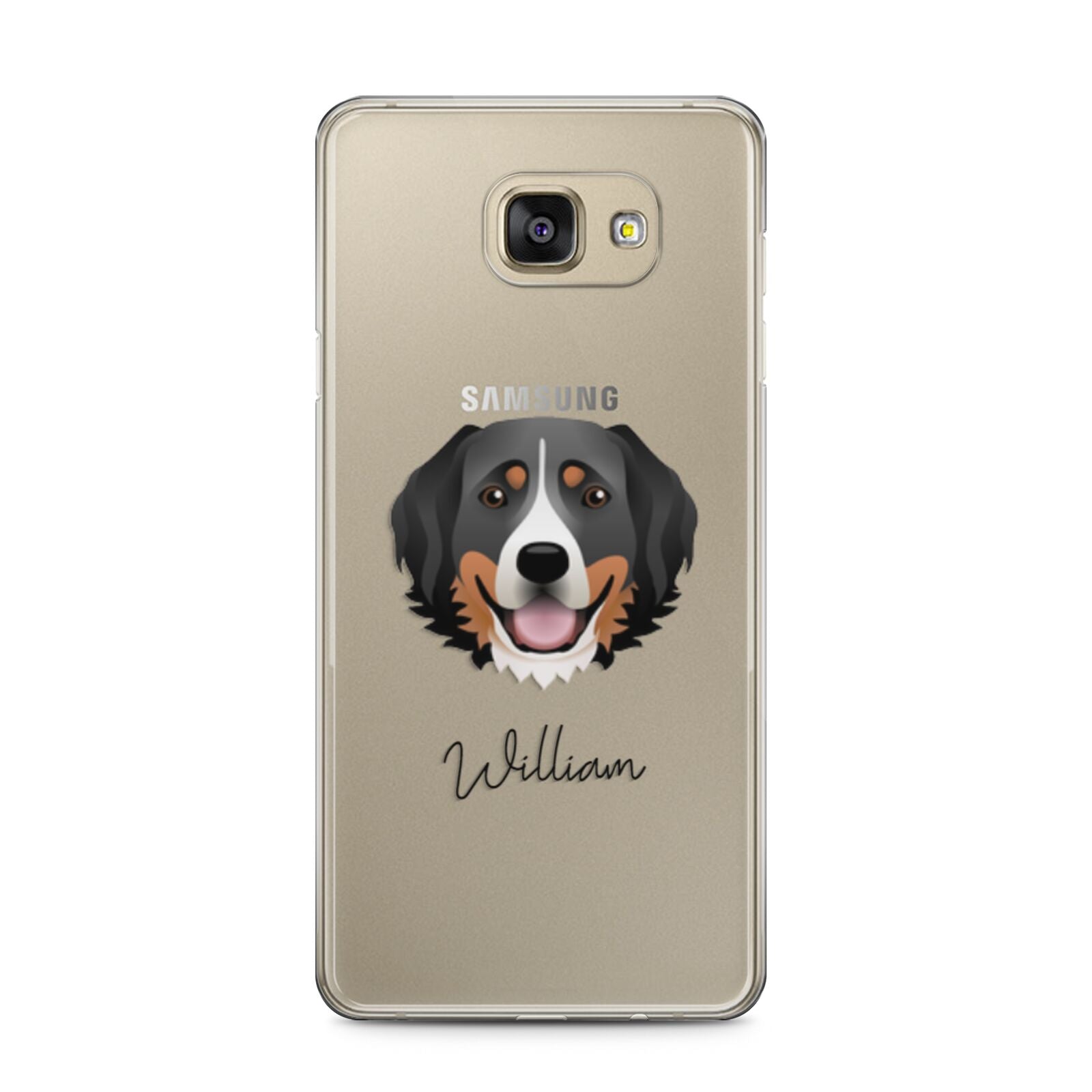 Bernese Mountain Dog Personalised Samsung Galaxy A5 2016 Case on gold phone
