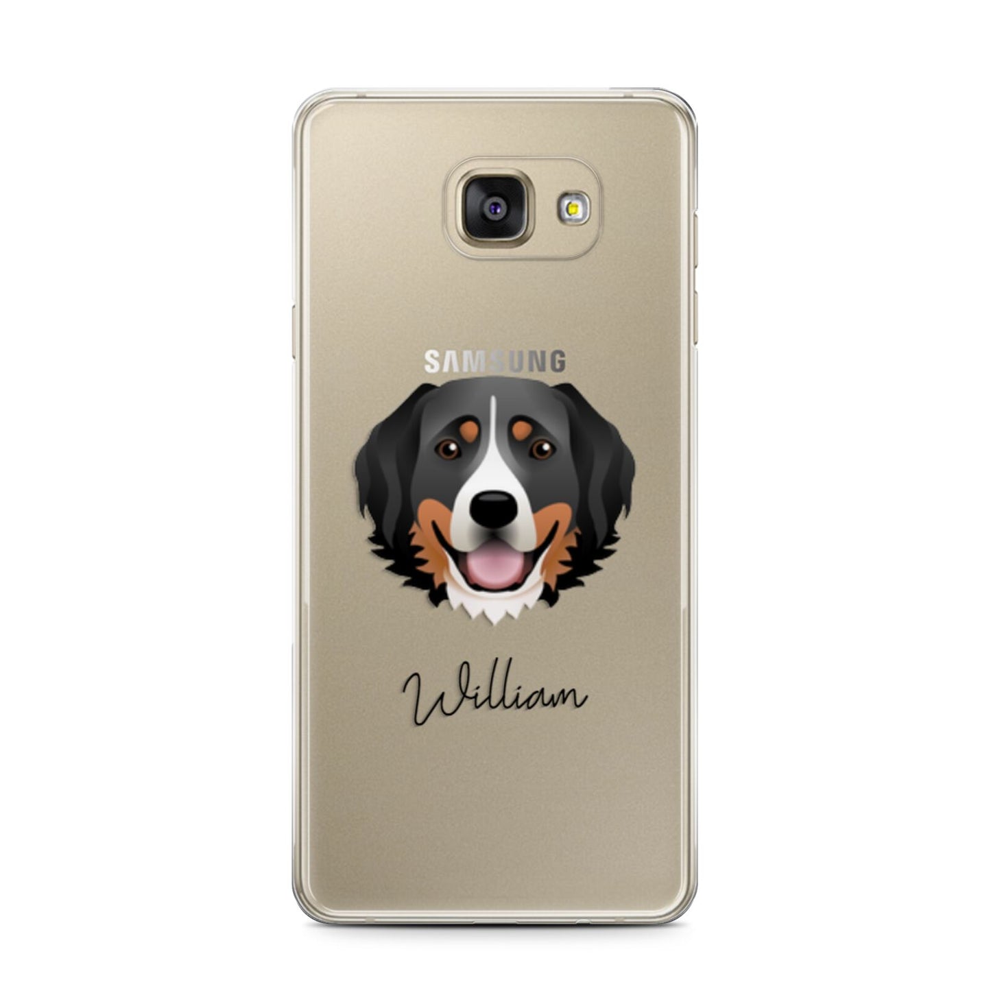 Bernese Mountain Dog Personalised Samsung Galaxy A7 2016 Case on gold phone