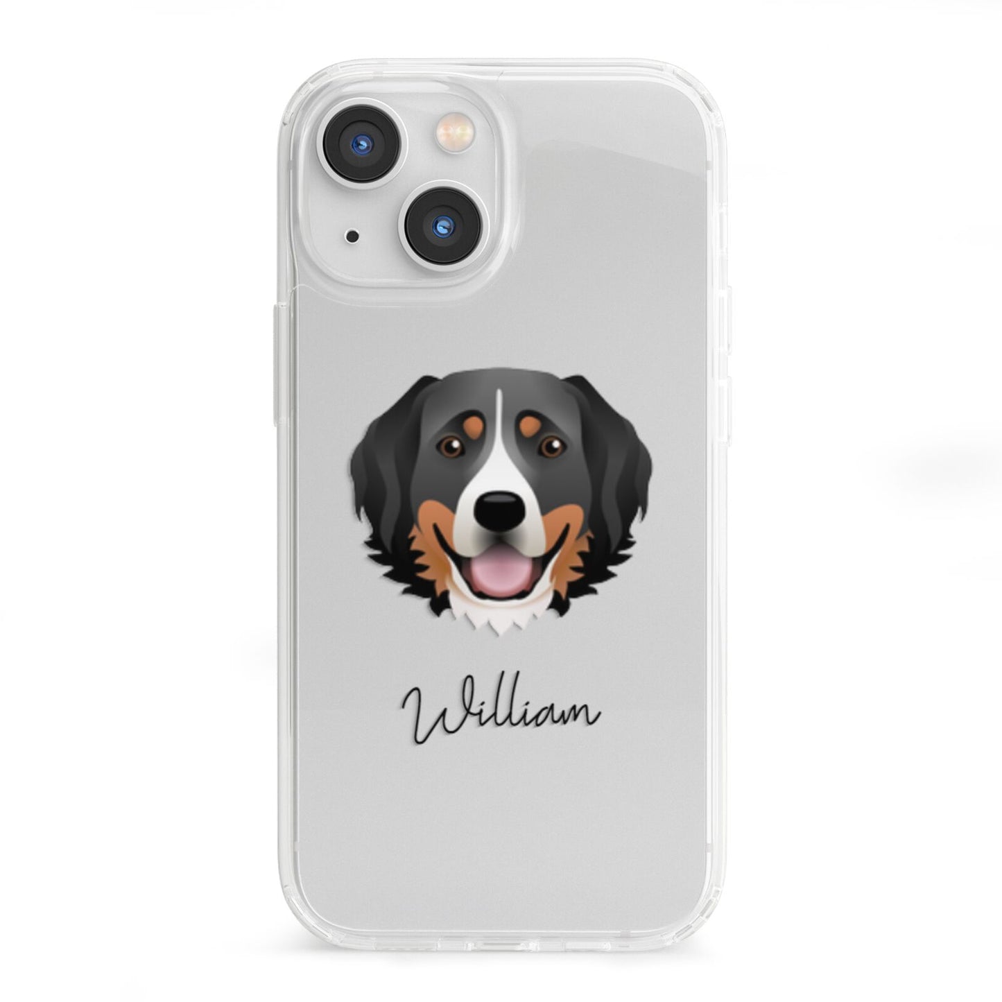 Bernese Mountain Dog Personalised iPhone 13 Mini Clear Bumper Case