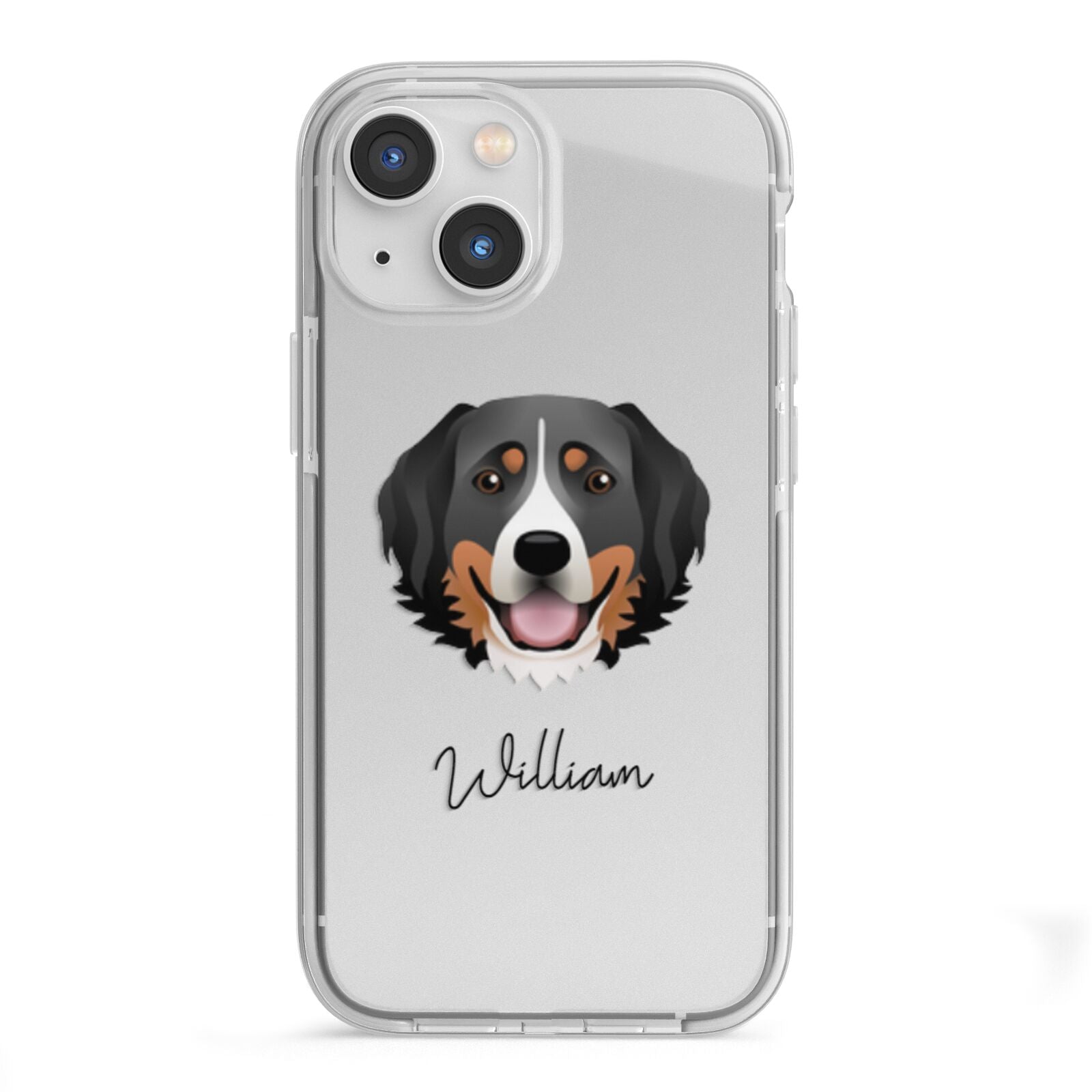 Bernese Mountain Dog Personalised iPhone 13 Mini TPU Impact Case with White Edges