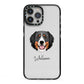 Bernese Mountain Dog Personalised iPhone 13 Pro Max Black Impact Case on Silver phone