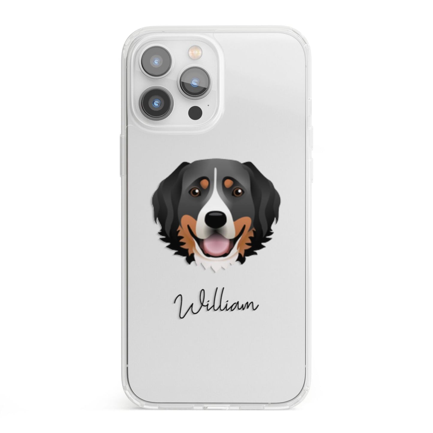 Bernese Mountain Dog Personalised iPhone 13 Pro Max Clear Bumper Case