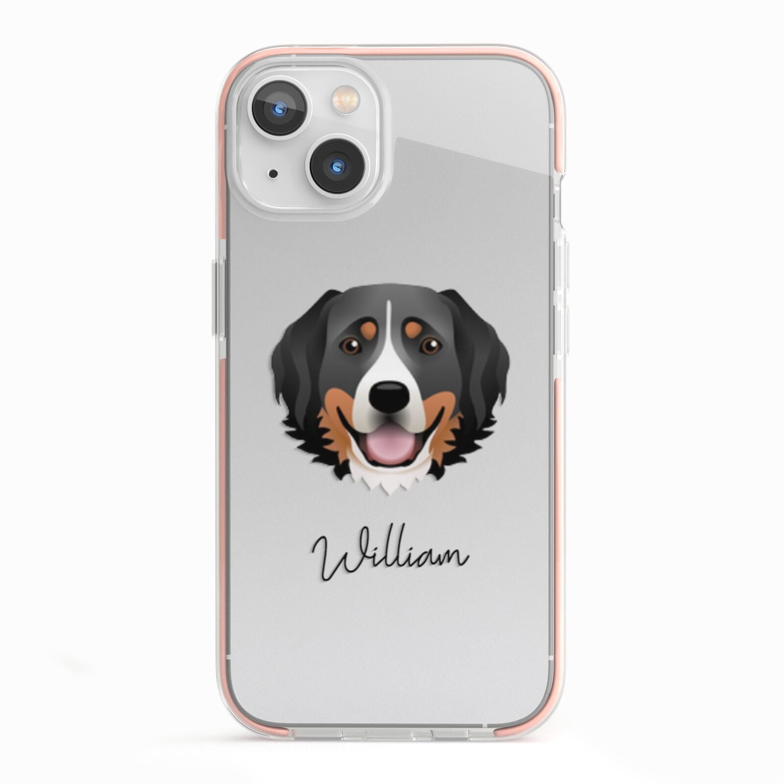 Bernese Mountain Dog Personalised iPhone 13 TPU Impact Case with Pink Edges