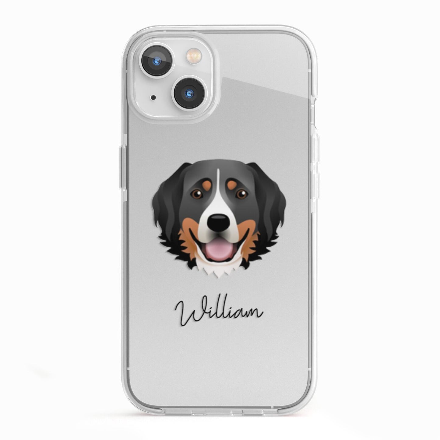 Bernese Mountain Dog Personalised iPhone 13 TPU Impact Case with White Edges
