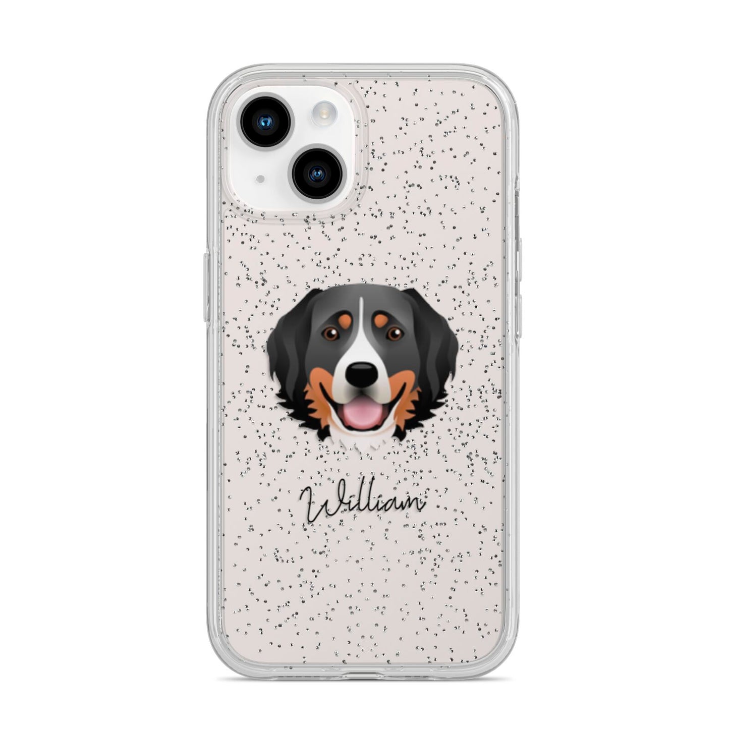 Bernese Mountain Dog Personalised iPhone 14 Glitter Tough Case Starlight