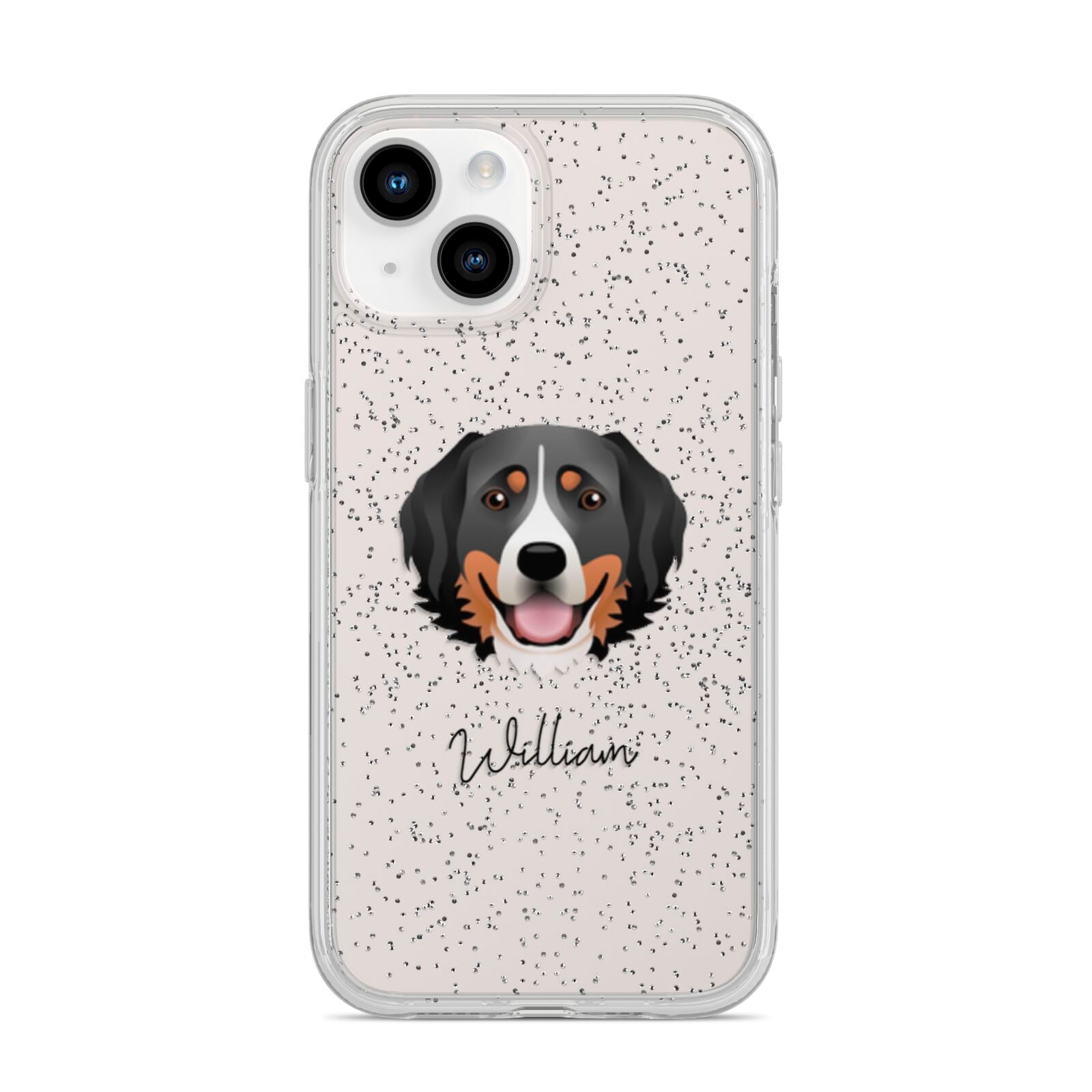 Bernese Mountain Dog Personalised iPhone 14 Glitter Tough Case Starlight