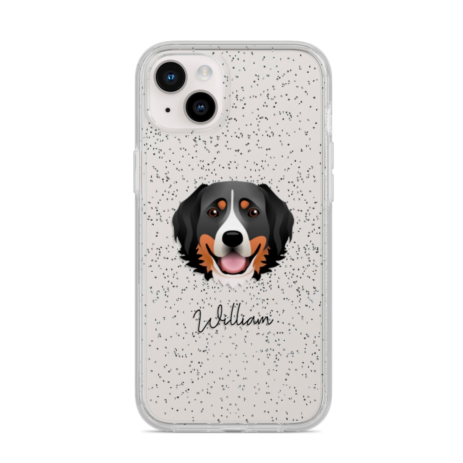 Bernese Mountain Dog Personalised iPhone 14 Plus Glitter Tough Case Starlight