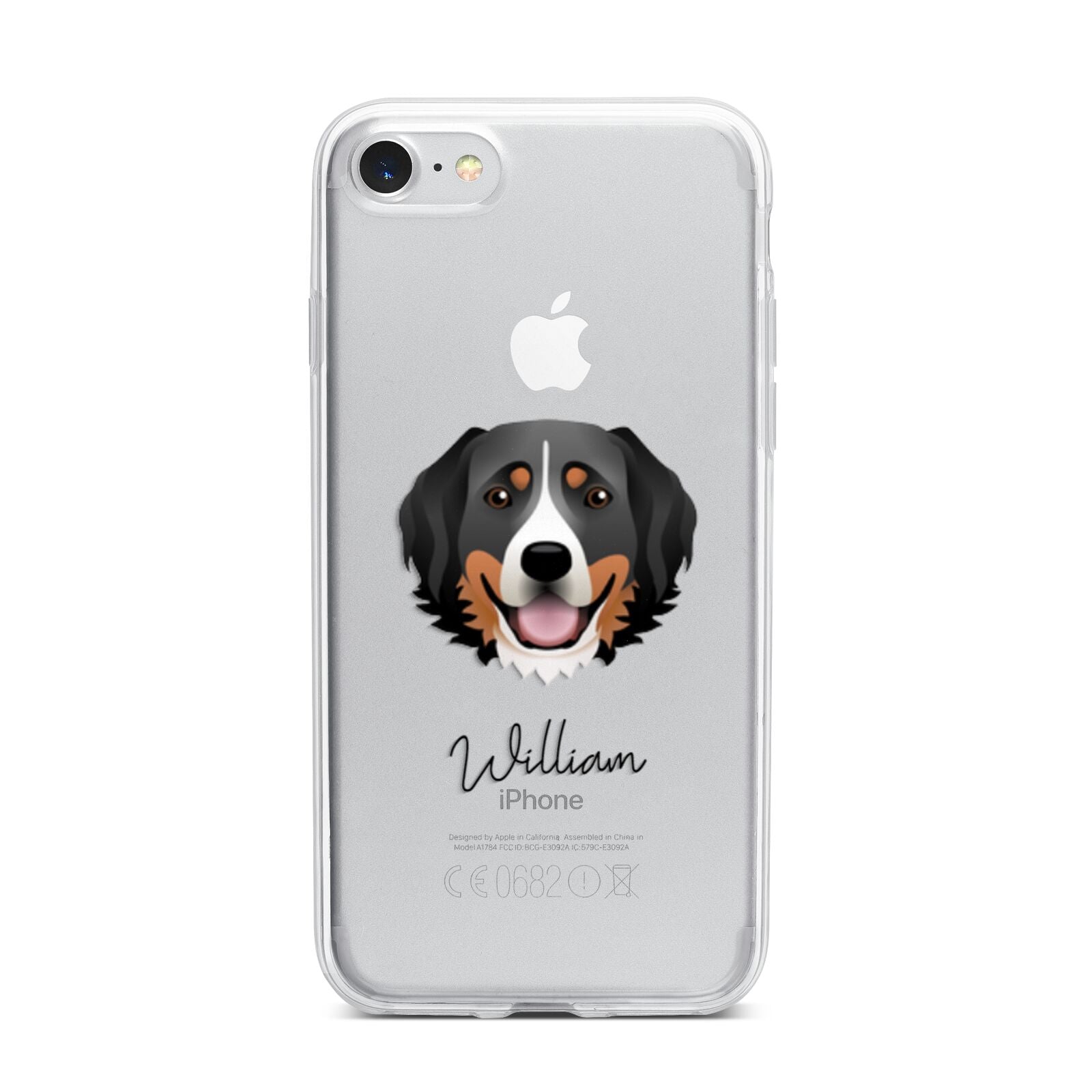 Bernese Mountain Dog Personalised iPhone 7 Bumper Case on Silver iPhone
