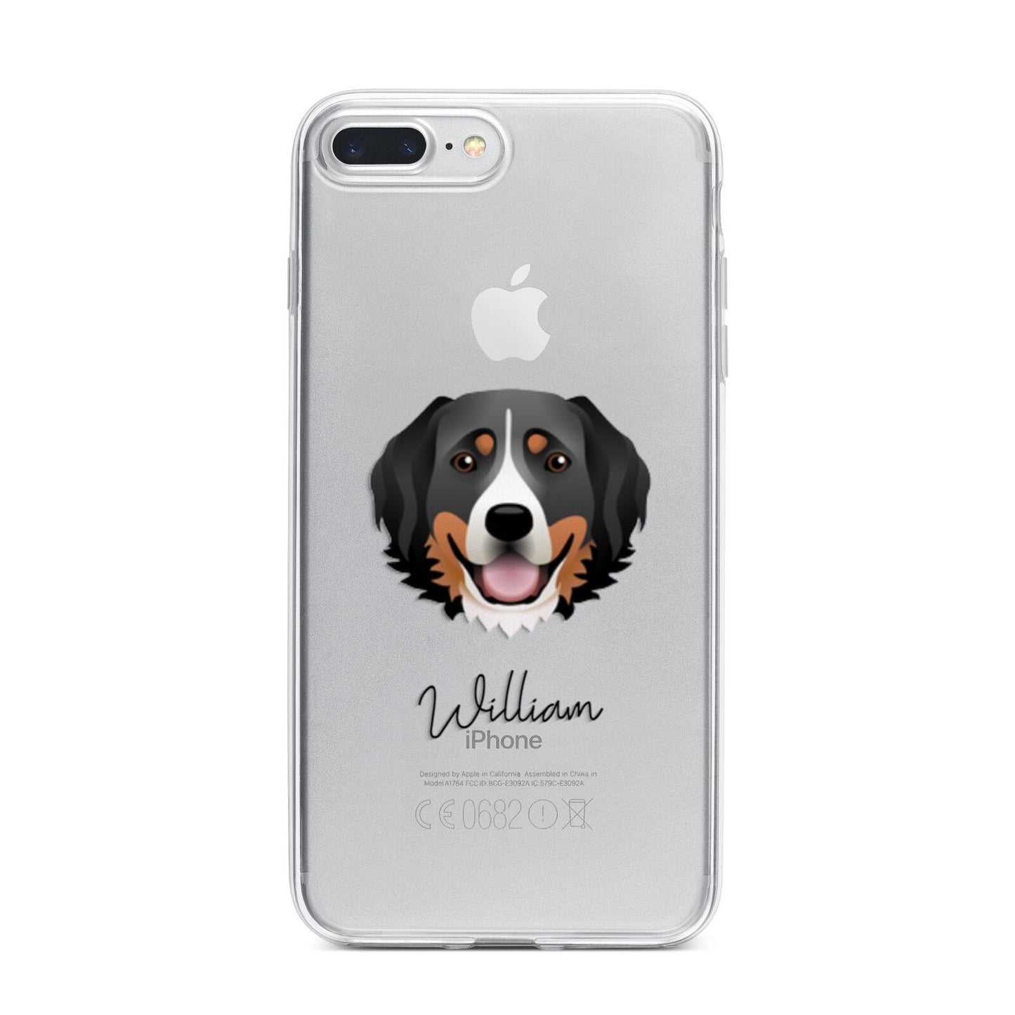Bernese Mountain Dog Personalised iPhone 7 Plus Bumper Case on Silver iPhone