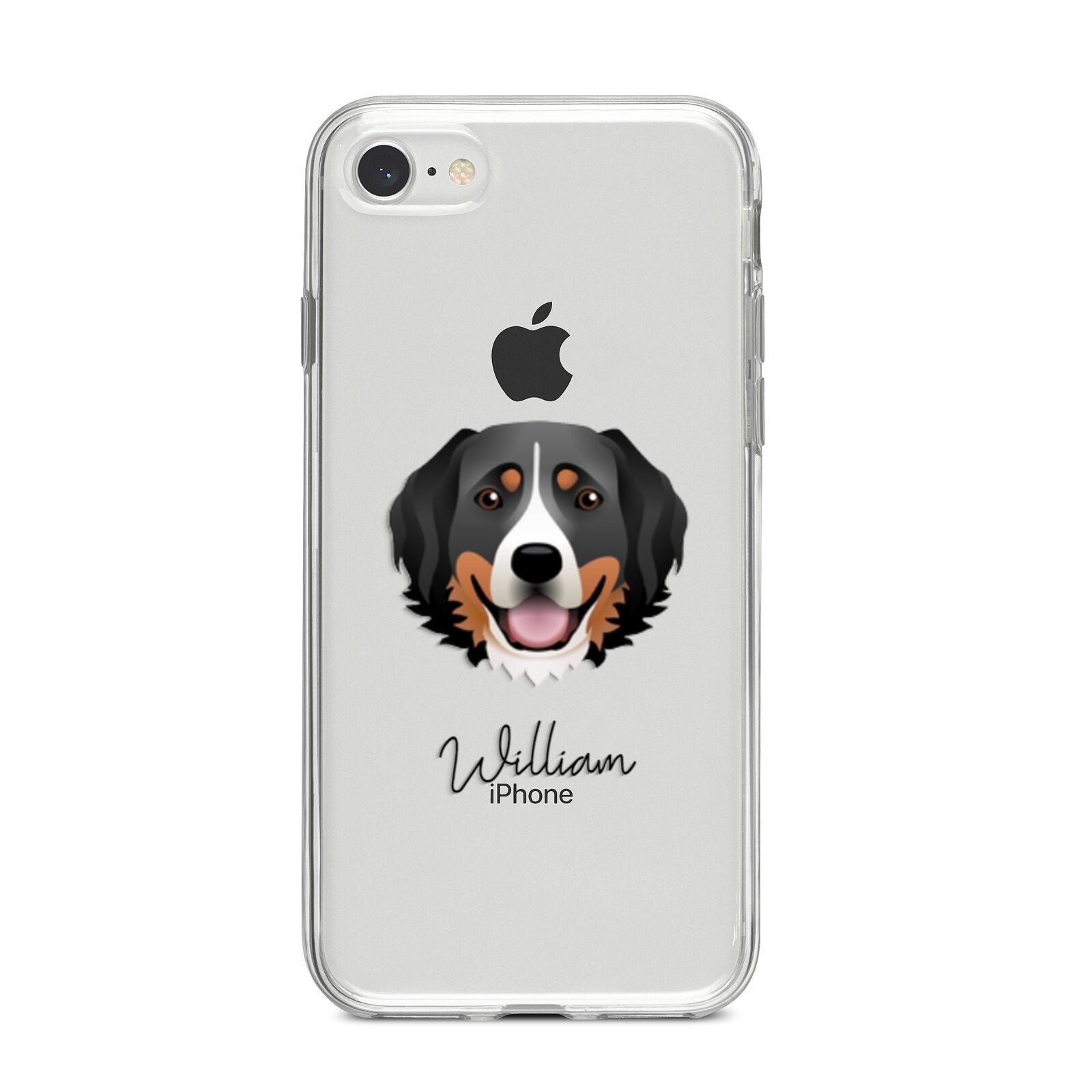 Bernese Mountain Dog Personalised iPhone 8 Bumper Case on Silver iPhone
