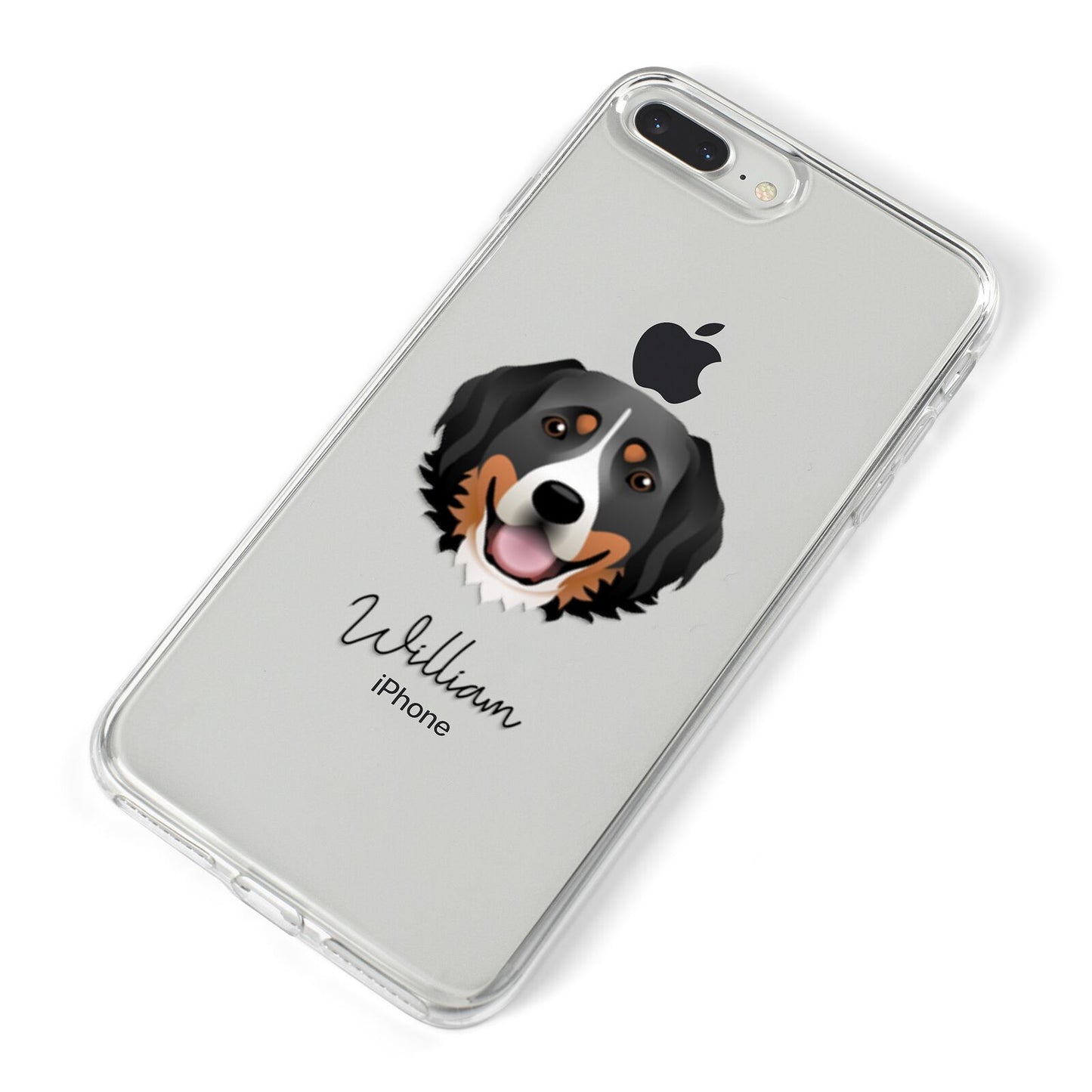 Bernese Mountain Dog Personalised iPhone 8 Plus Bumper Case on Silver iPhone Alternative Image