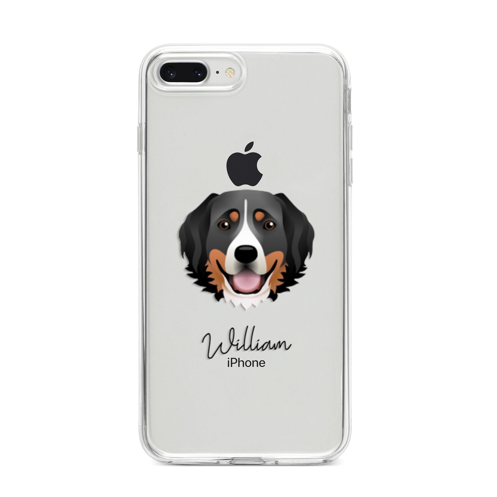 Bernese Mountain Dog Personalised iPhone 8 Plus Bumper Case on Silver iPhone