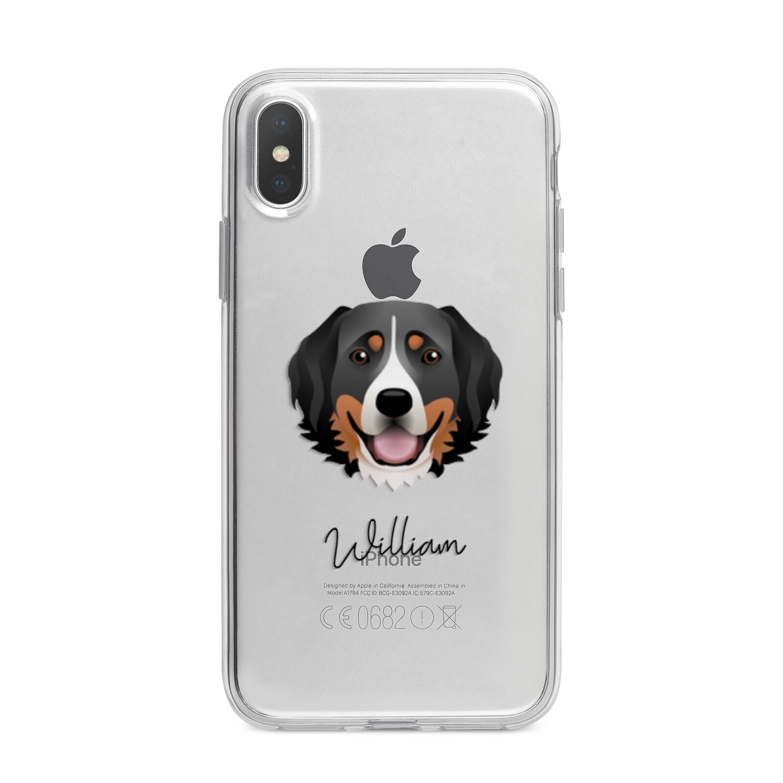Bernese Mountain Dog Personalised iPhone X Bumper Case on Silver iPhone Alternative Image 1