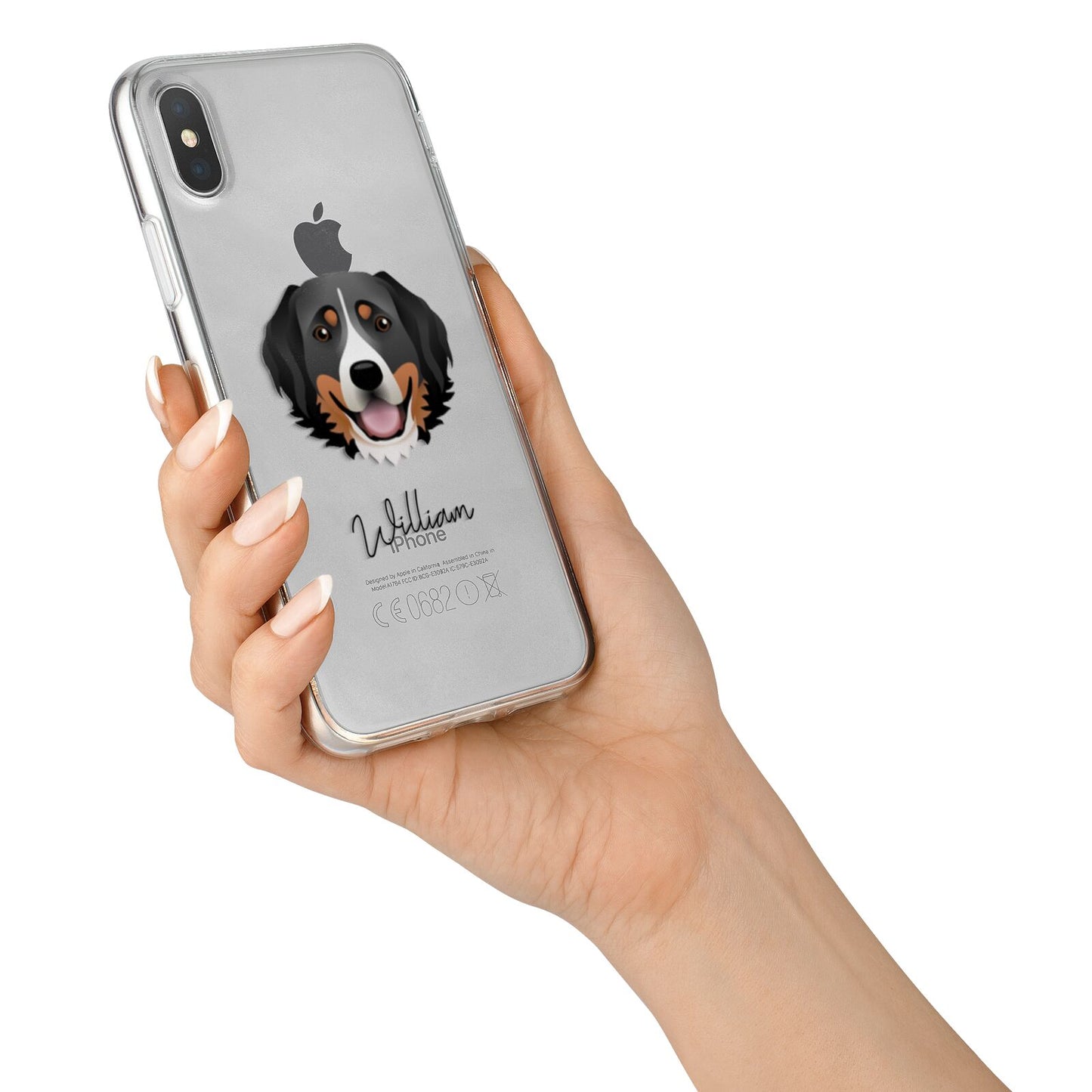 Bernese Mountain Dog Personalised iPhone X Bumper Case on Silver iPhone Alternative Image 2