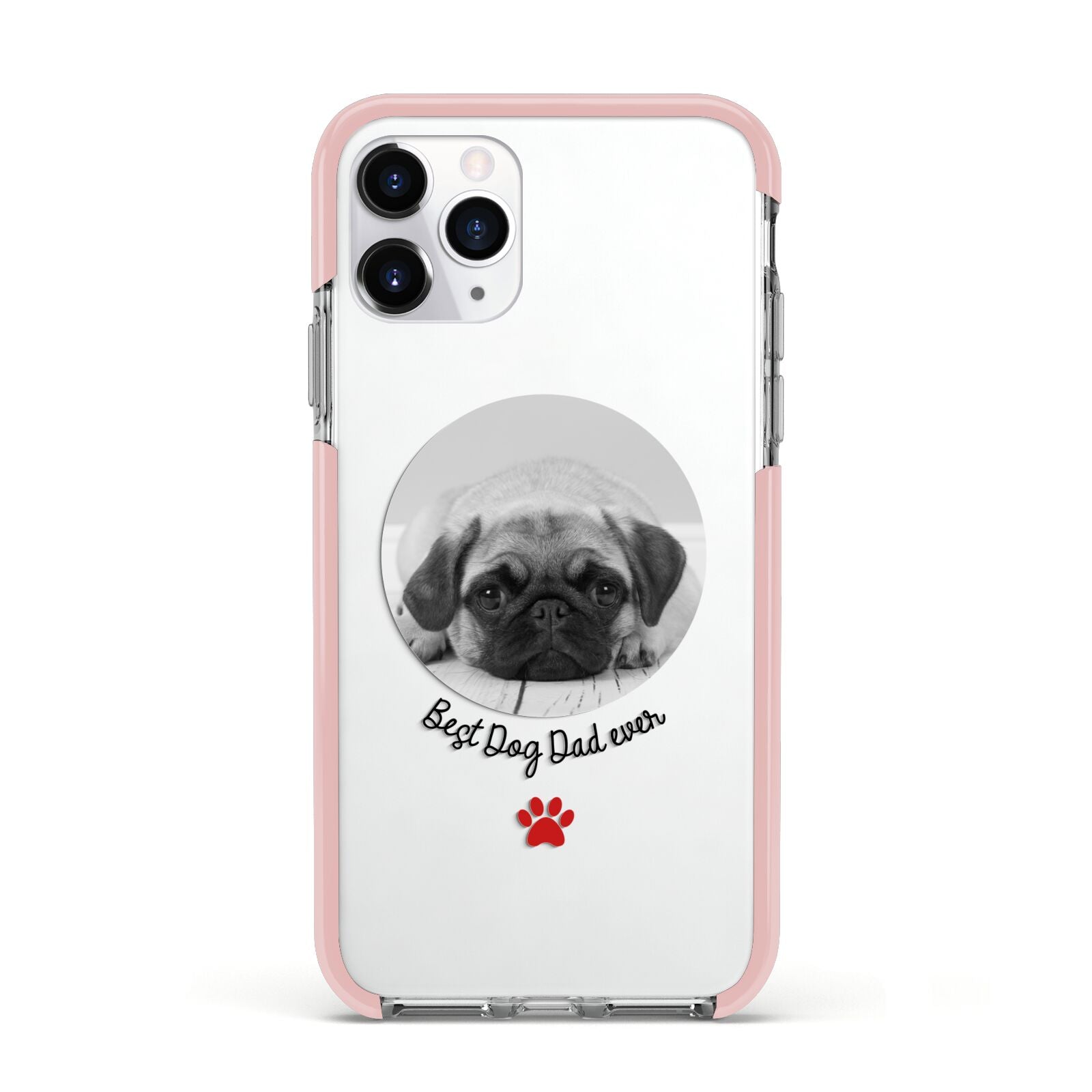Best Dog Dad Ever Photo Upload Apple iPhone 11 Pro in Silver with Pink Impact Case
