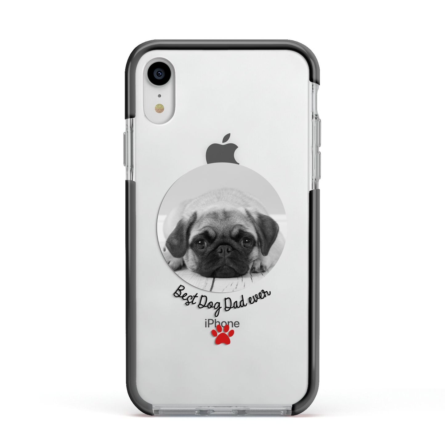 Best Dog Dad Ever Photo Upload Apple iPhone XR Impact Case Black Edge on Silver Phone