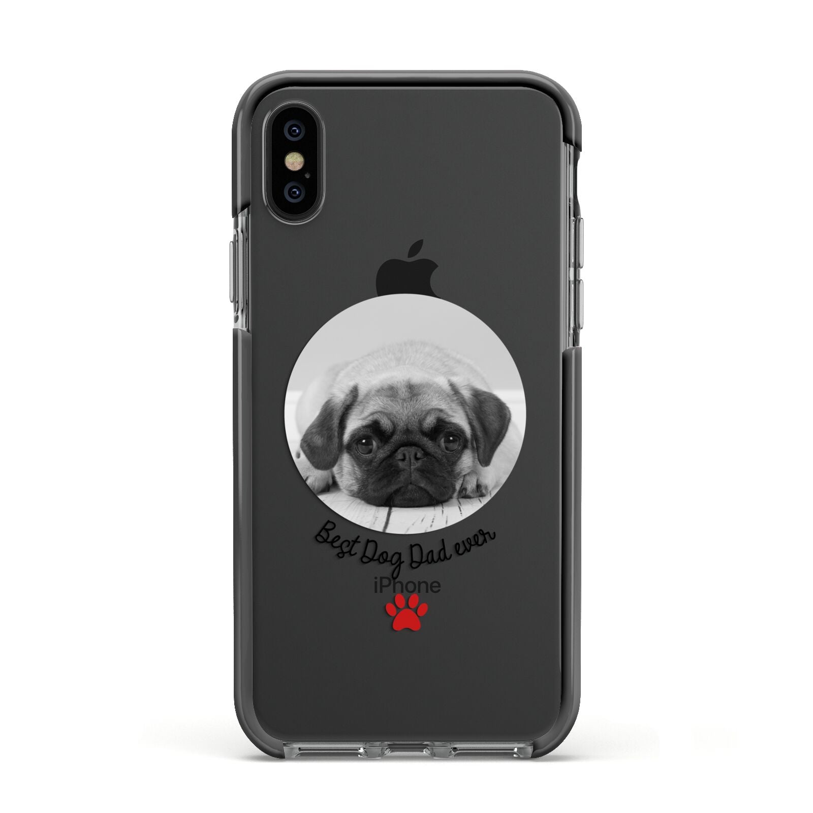Best Dog Dad Ever Photo Upload Apple iPhone Xs Impact Case Black Edge on Black Phone