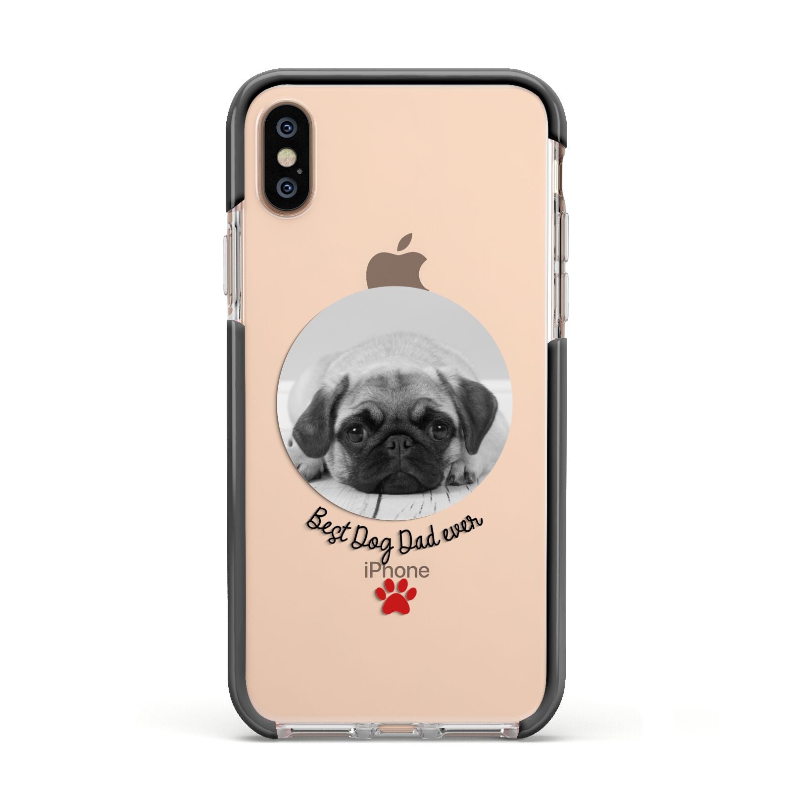 Best Dog Dad Ever Photo Upload Apple iPhone Xs Impact Case Black Edge on Gold Phone