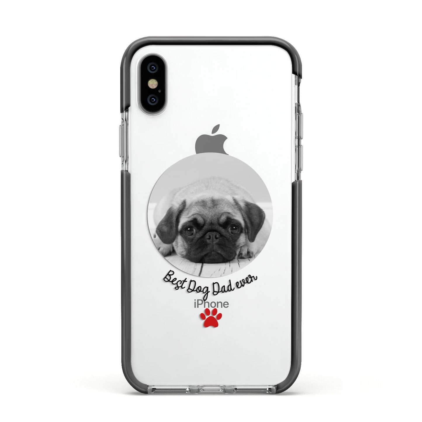 Best Dog Dad Ever Photo Upload Apple iPhone Xs Impact Case Black Edge on Silver Phone