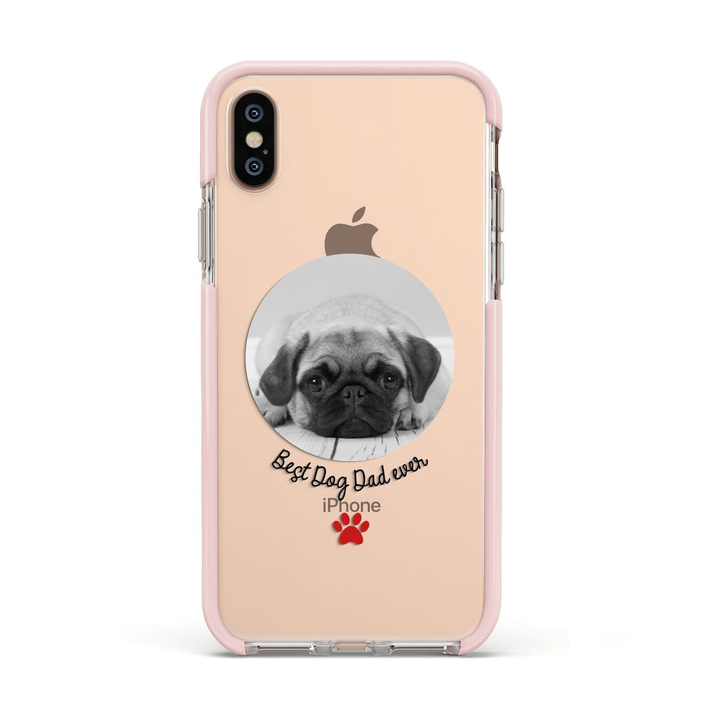 Best Dog Dad Ever Photo Upload Apple iPhone Xs Impact Case Pink Edge on Gold Phone
