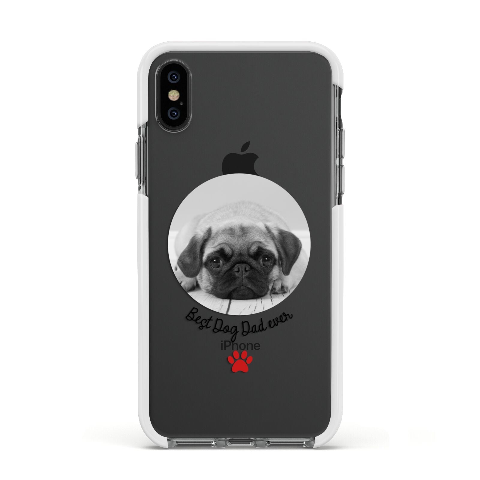 Best Dog Dad Ever Photo Upload Apple iPhone Xs Impact Case White Edge on Black Phone