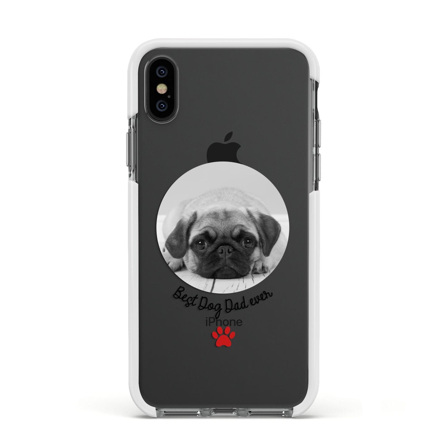 Best Dog Dad Ever Photo Upload Apple iPhone Xs Impact Case White Edge on Black Phone