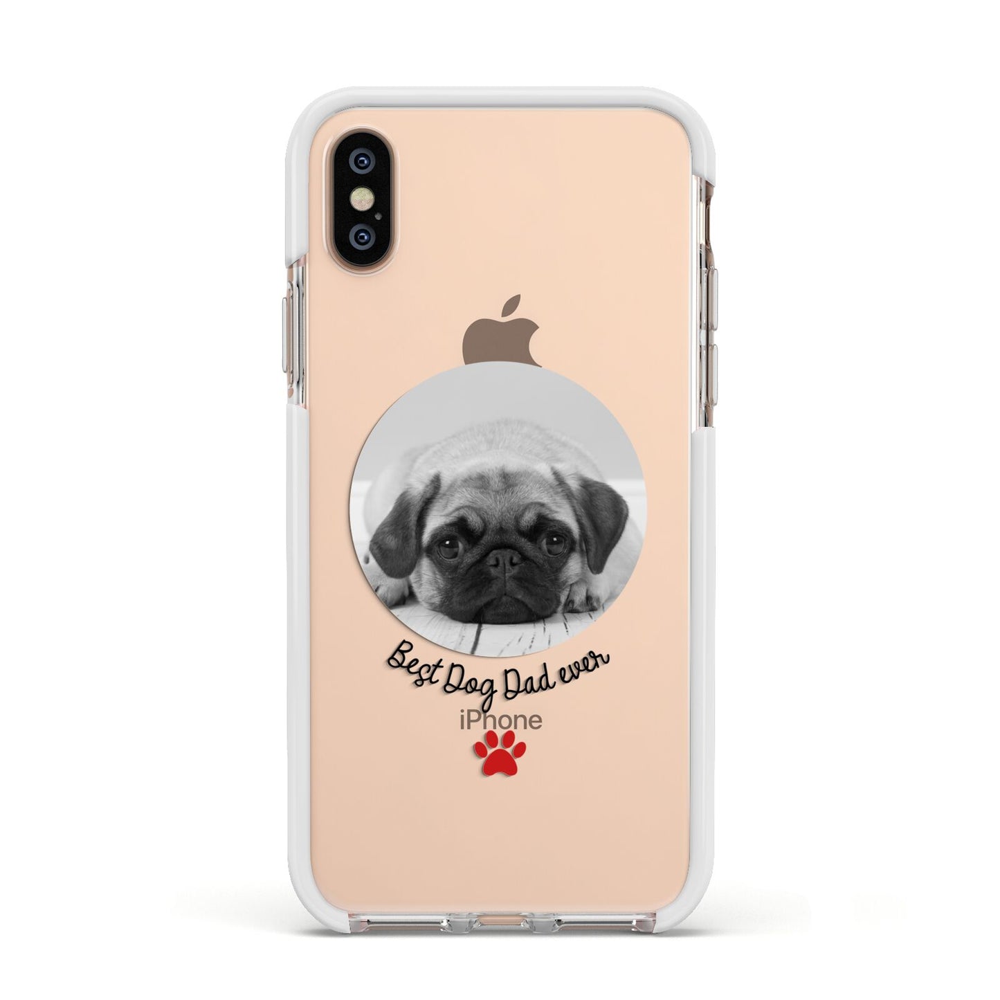 Best Dog Dad Ever Photo Upload Apple iPhone Xs Impact Case White Edge on Gold Phone