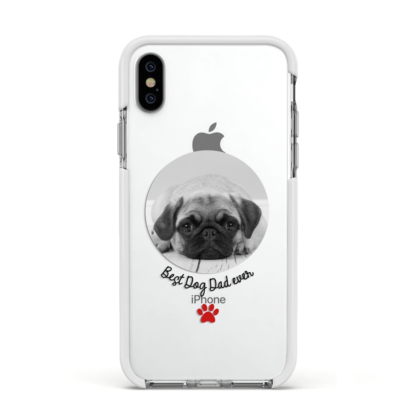 Best Dog Dad Ever Photo Upload Apple iPhone Xs Impact Case White Edge on Silver Phone