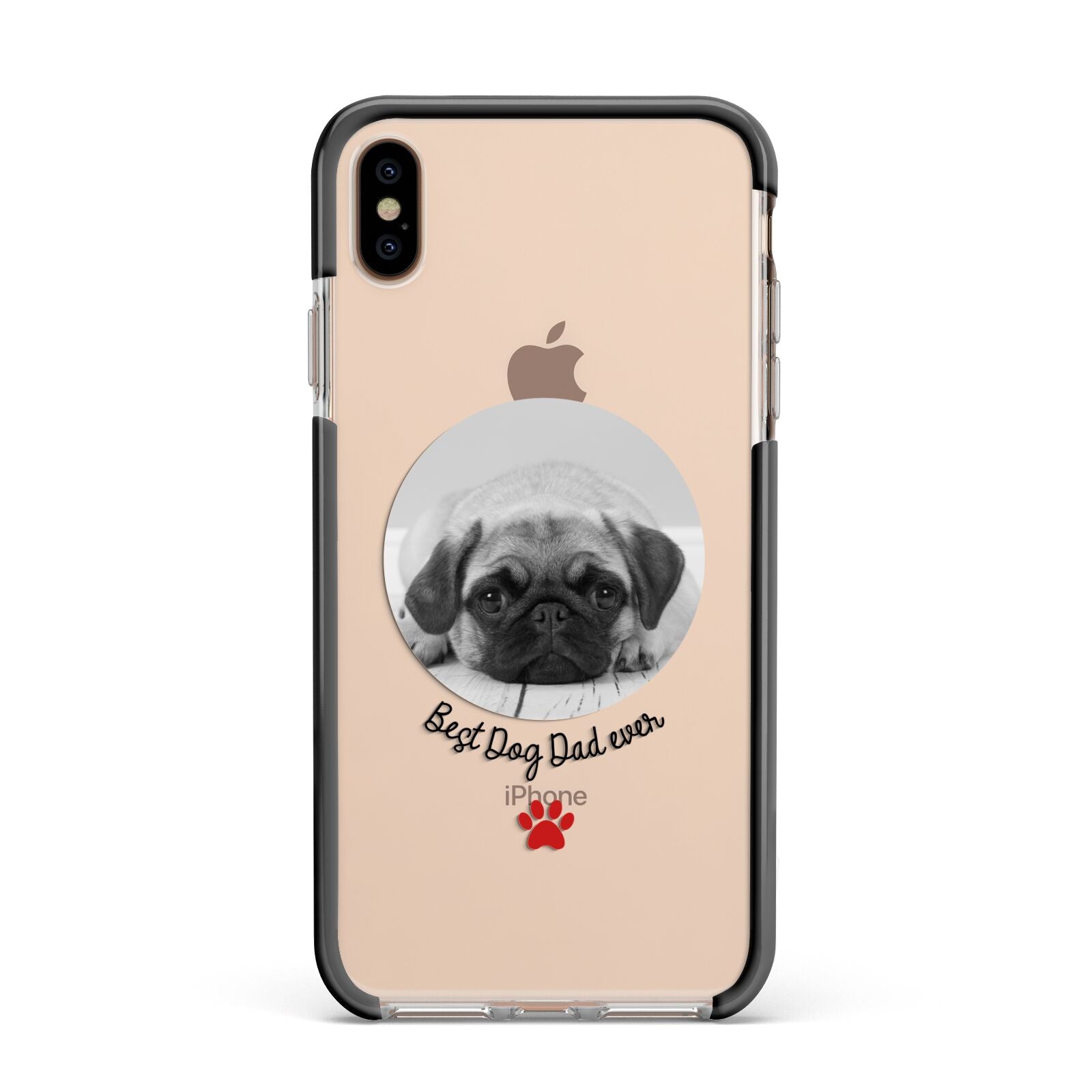 Best Dog Dad Ever Photo Upload Apple iPhone Xs Max Impact Case Black Edge on Gold Phone