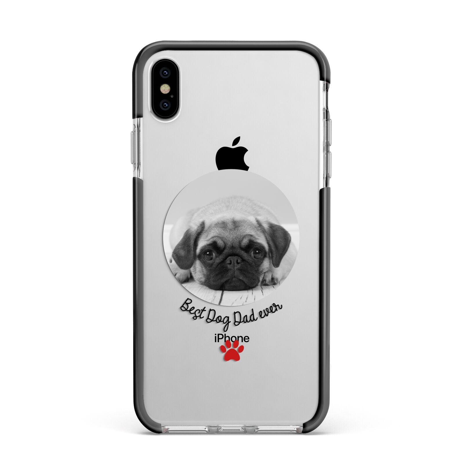 Best Dog Dad Ever Photo Upload Apple iPhone Xs Max Impact Case Black Edge on Silver Phone