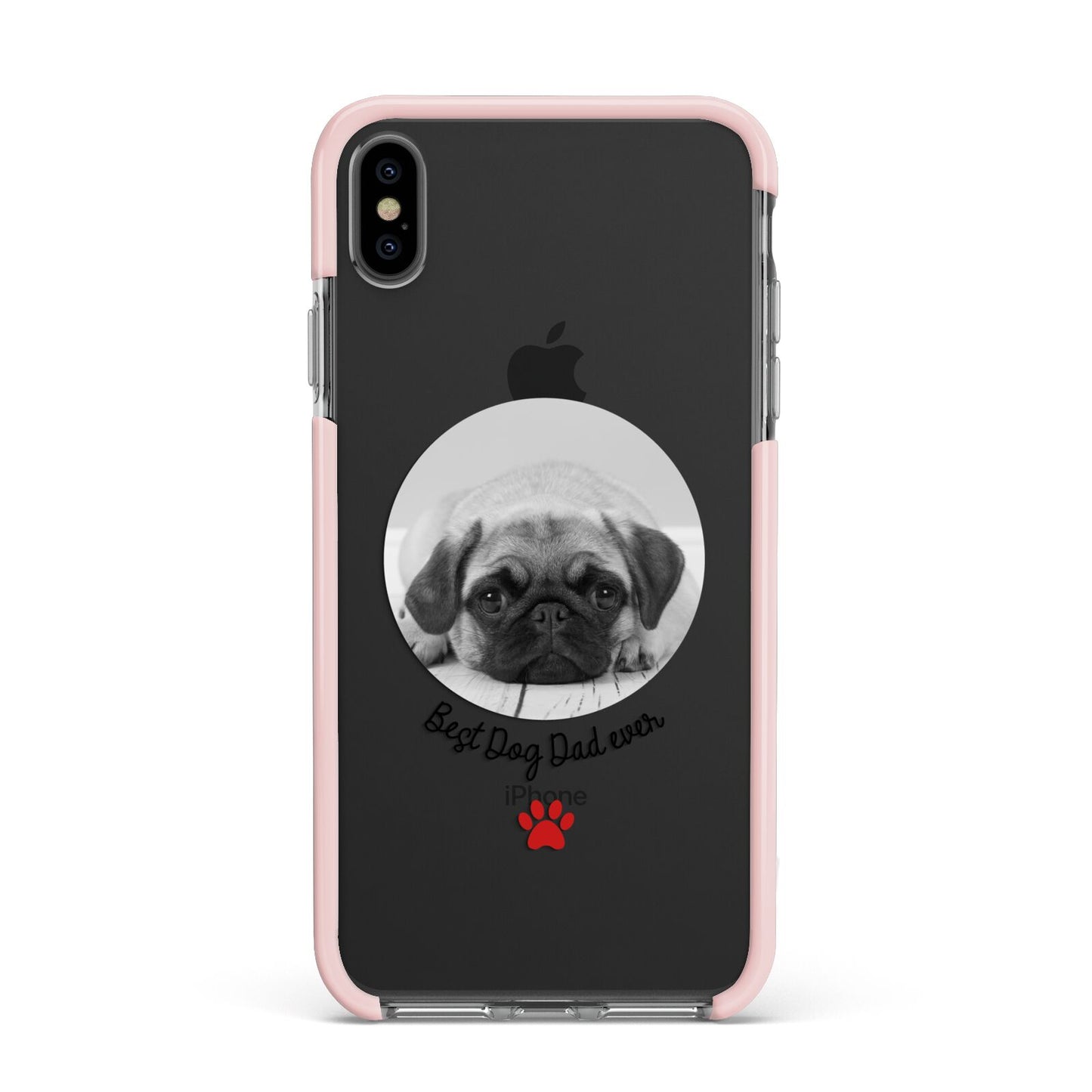 Best Dog Dad Ever Photo Upload Apple iPhone Xs Max Impact Case Pink Edge on Black Phone