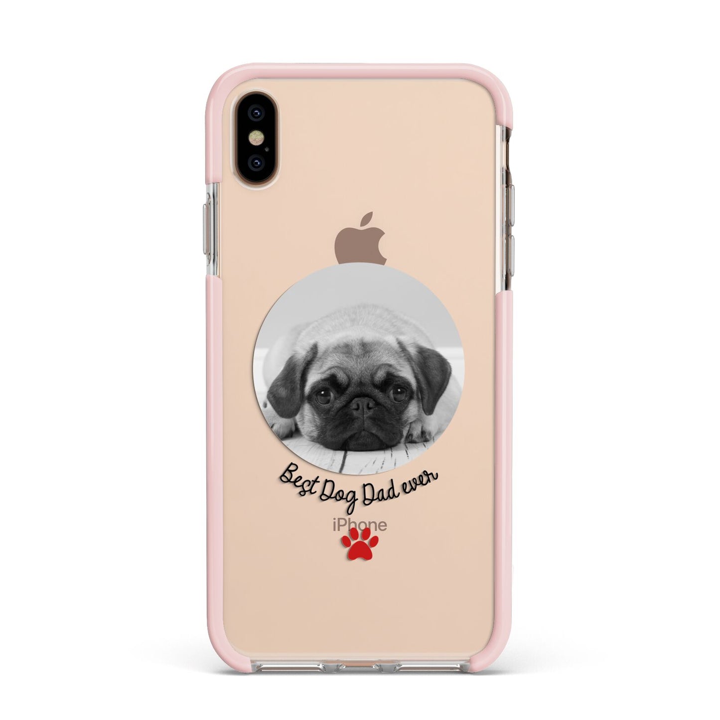 Best Dog Dad Ever Photo Upload Apple iPhone Xs Max Impact Case Pink Edge on Gold Phone