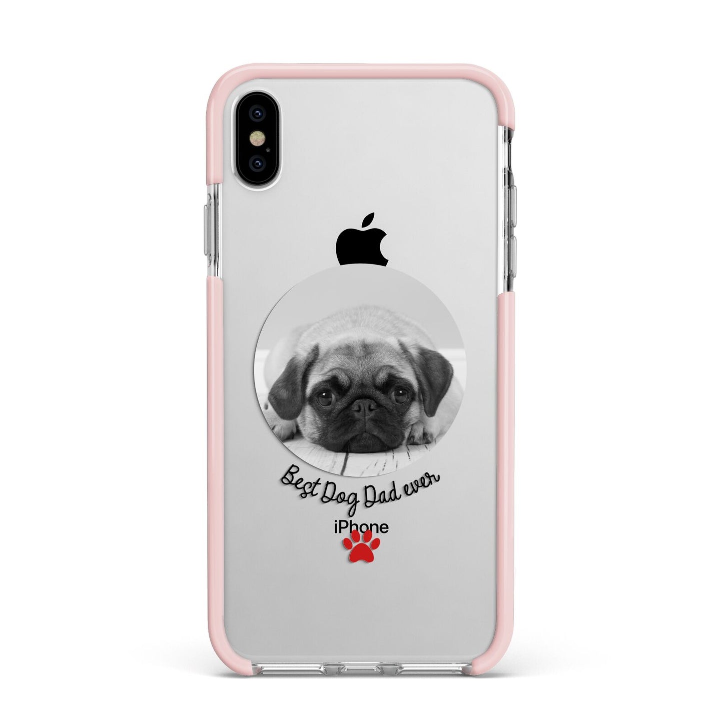 Best Dog Dad Ever Photo Upload Apple iPhone Xs Max Impact Case Pink Edge on Silver Phone