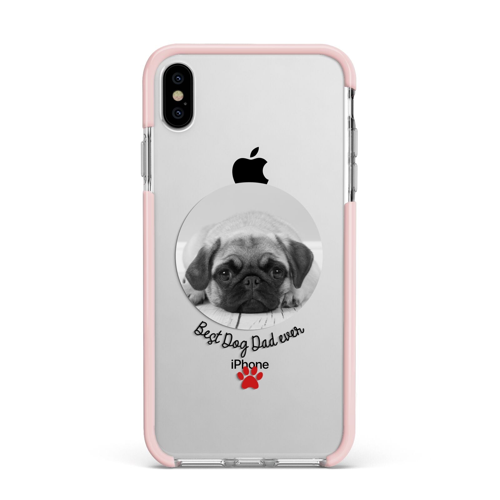 Best Dog Dad Ever Photo Upload Apple iPhone Xs Max Impact Case Pink Edge on Silver Phone