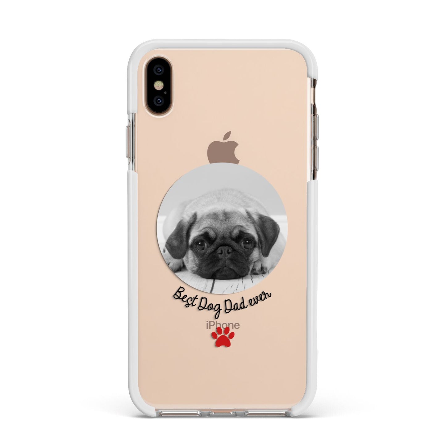 Best Dog Dad Ever Photo Upload Apple iPhone Xs Max Impact Case White Edge on Gold Phone