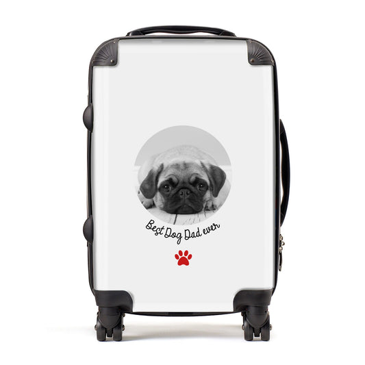 Best Dog Dad Ever Photo Upload Suitcase
