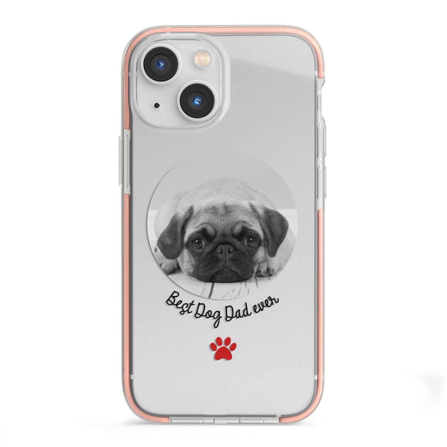 Best Dog Dad Ever Photo Upload iPhone 13 Mini TPU Impact Case with Pink Edges