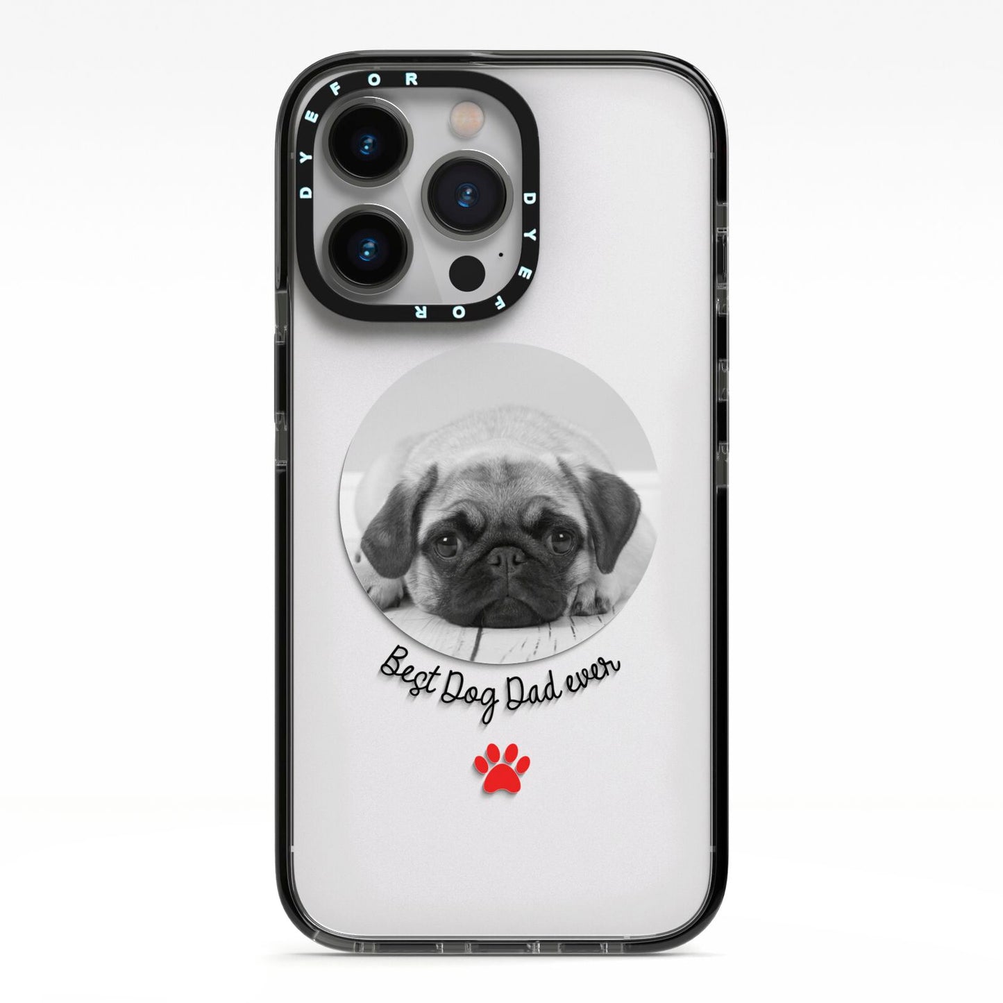 Best Dog Dad Ever Photo Upload iPhone 13 Pro Black Impact Case on Silver phone
