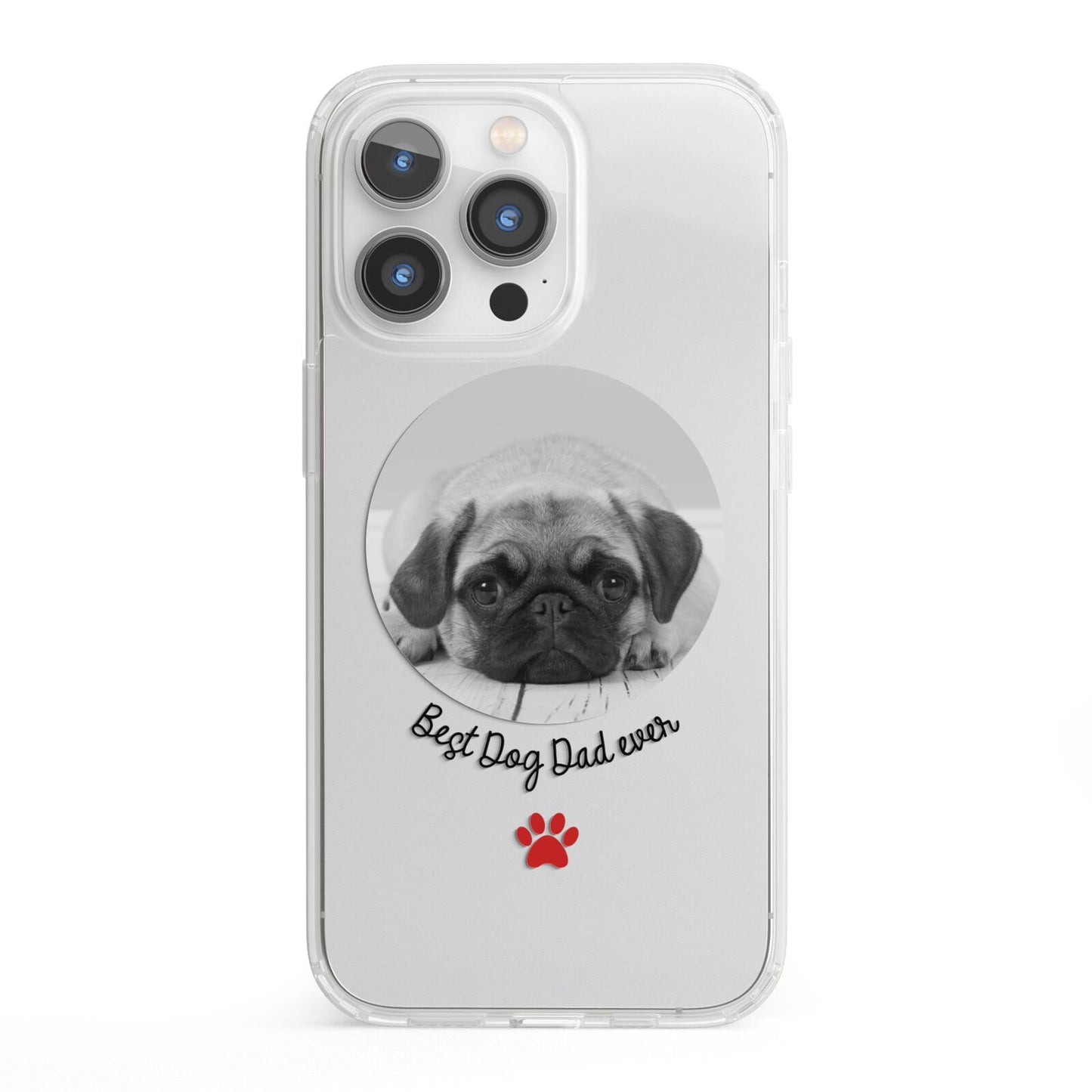 Best Dog Dad Ever Photo Upload iPhone 13 Pro Clear Bumper Case