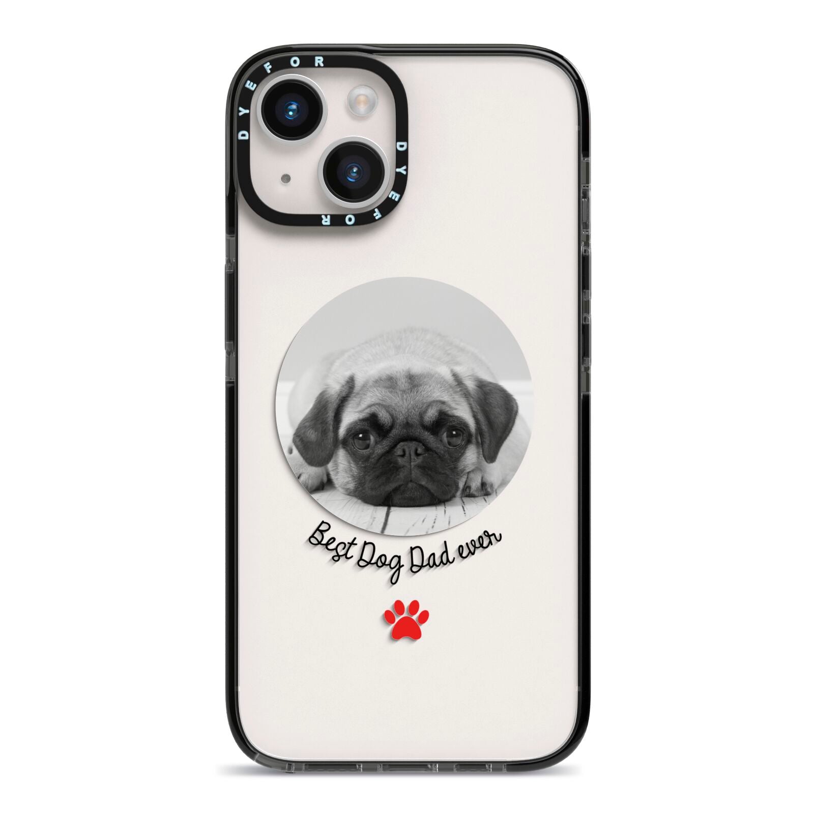 Best Dog Dad Ever Photo Upload iPhone 14 Black Impact Case on Silver phone