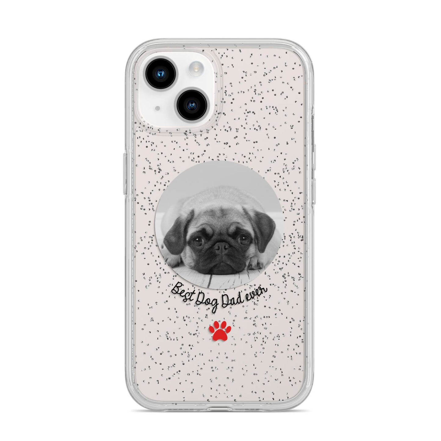 Best Dog Dad Ever Photo Upload iPhone 14 Glitter Tough Case Starlight