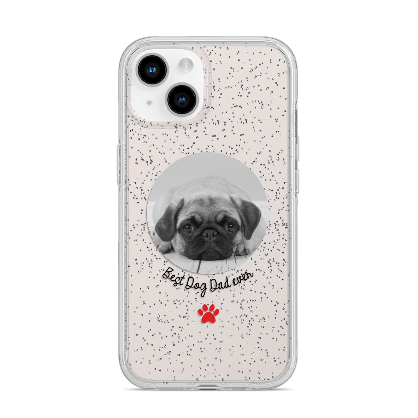 Best Dog Dad Ever Photo Upload iPhone 14 Glitter Tough Case Starlight