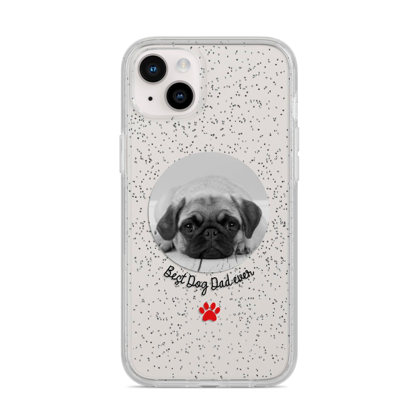 Best Dog Dad Ever Photo Upload iPhone 14 Plus Glitter Tough Case Starlight