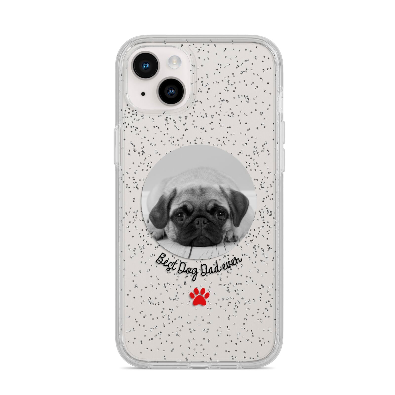 Best Dog Dad Ever Photo Upload iPhone 14 Plus Glitter Tough Case Starlight
