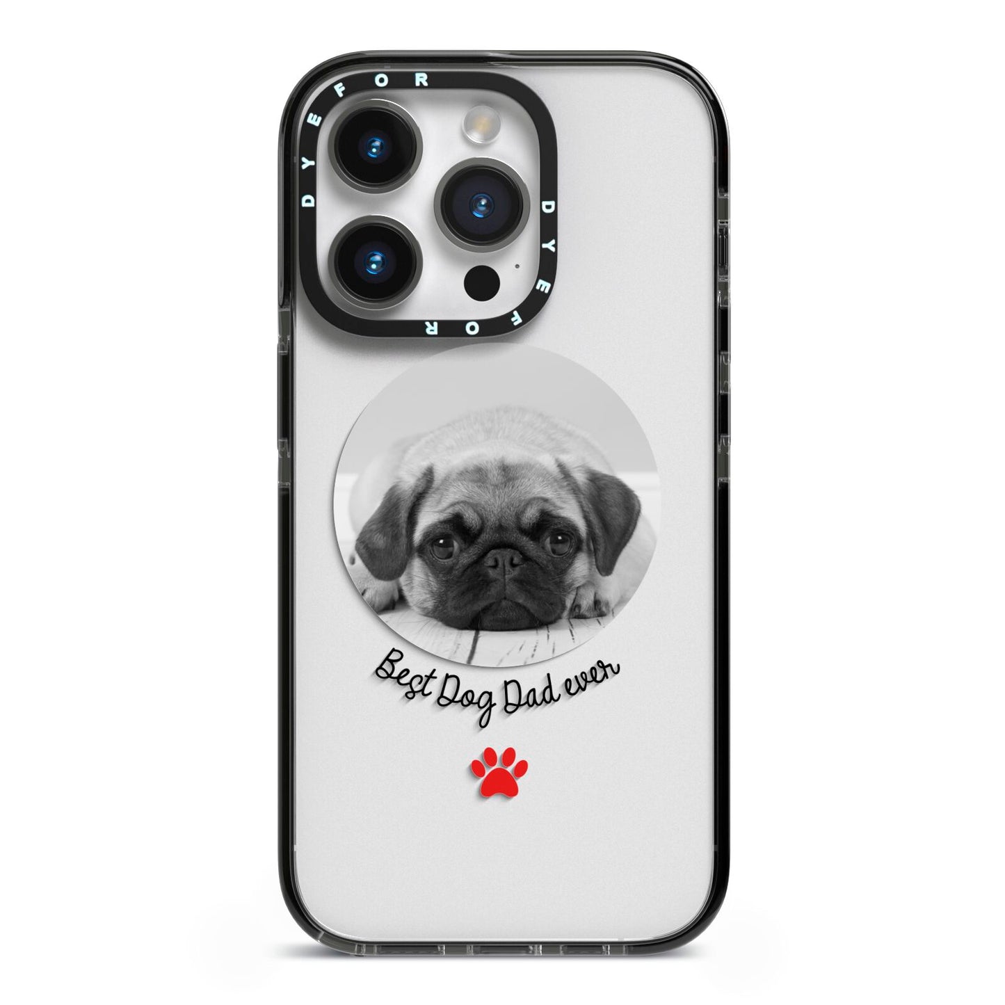 Best Dog Dad Ever Photo Upload iPhone 14 Pro Black Impact Case on Silver phone