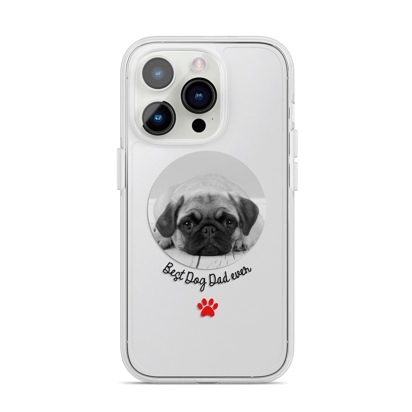 Best Dog Dad Ever Photo Upload iPhone 14 Pro Clear Tough Case Silver