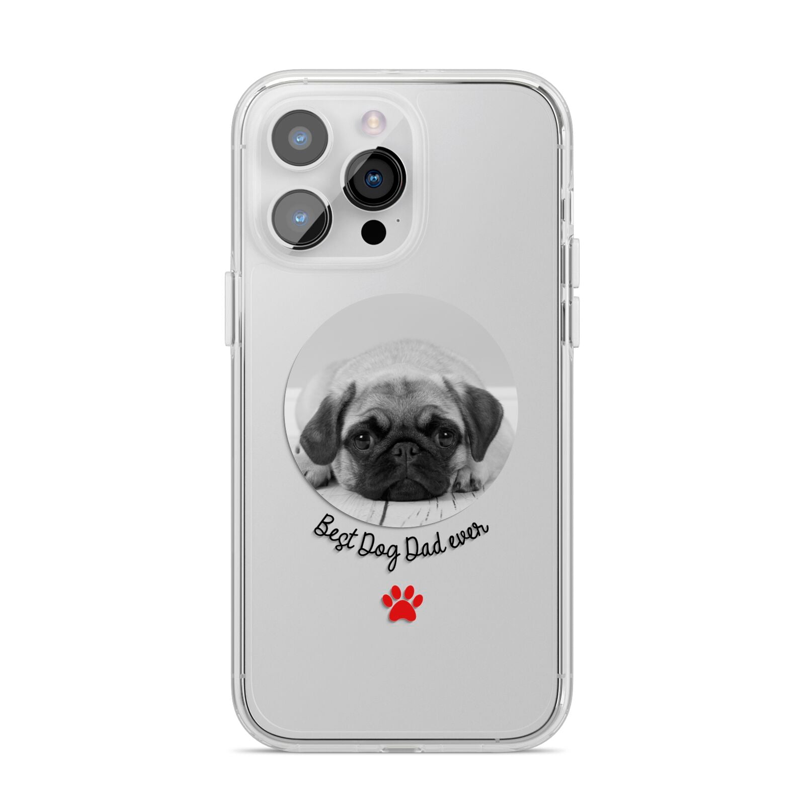 Best Dog Dad Ever Photo Upload iPhone 14 Pro Max Clear Tough Case Silver
