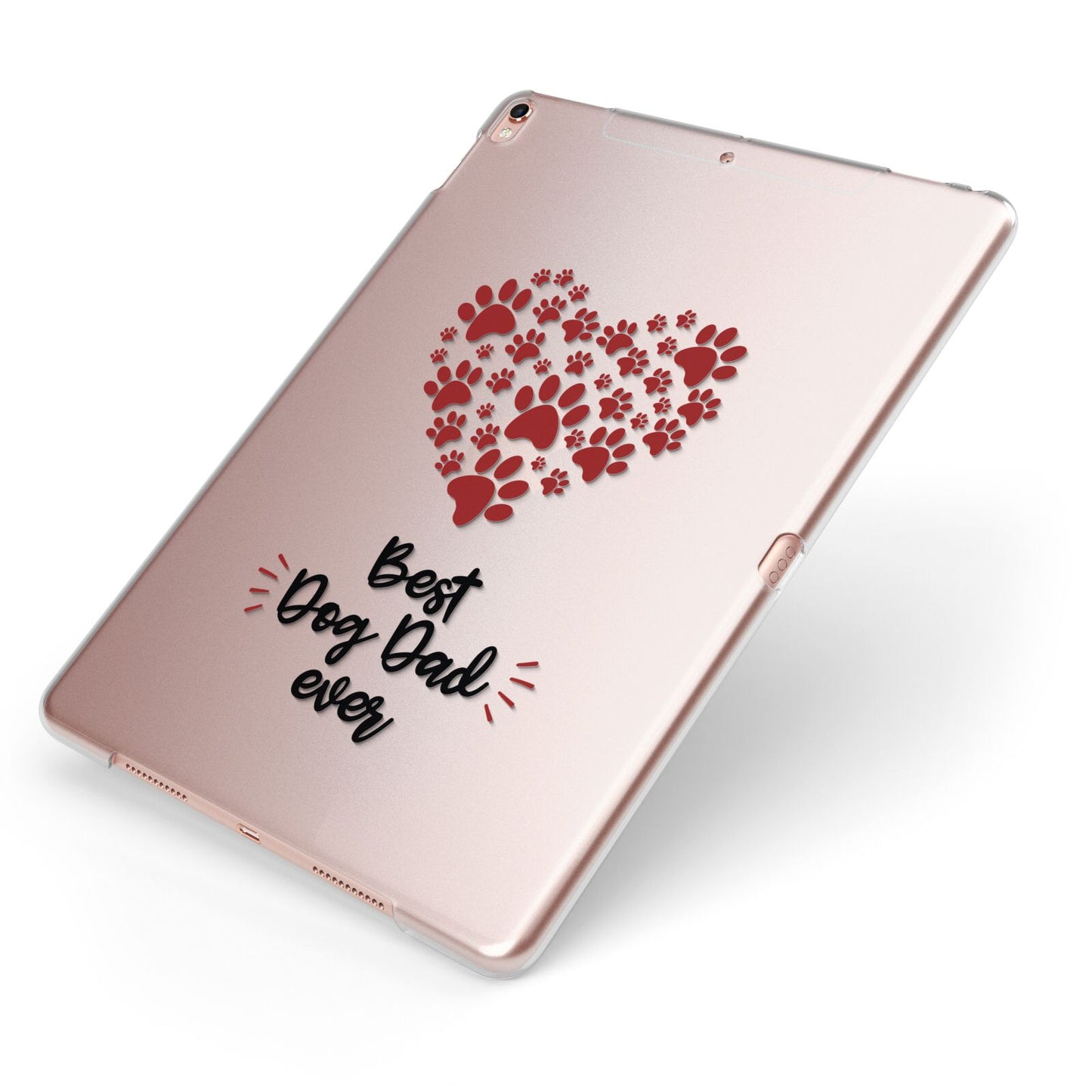 Best Dog Dad Paws Apple iPad Case on Rose Gold iPad Side View